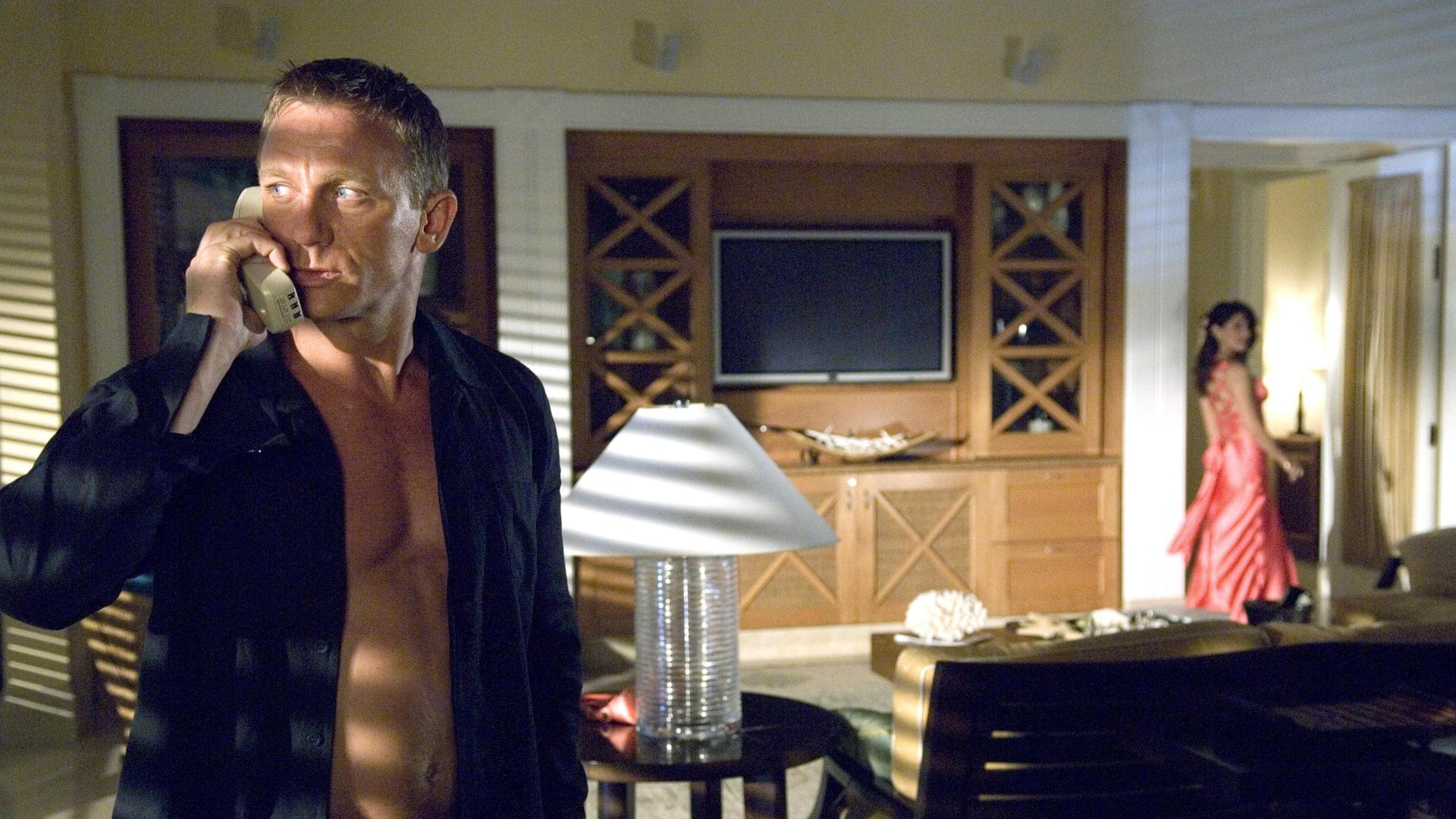James Bond at Ocean Club room with a woman