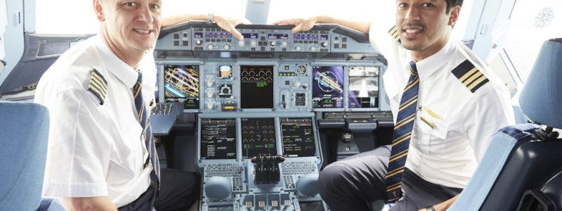 Få en 360-gradersvisning av cockpiten i en A380