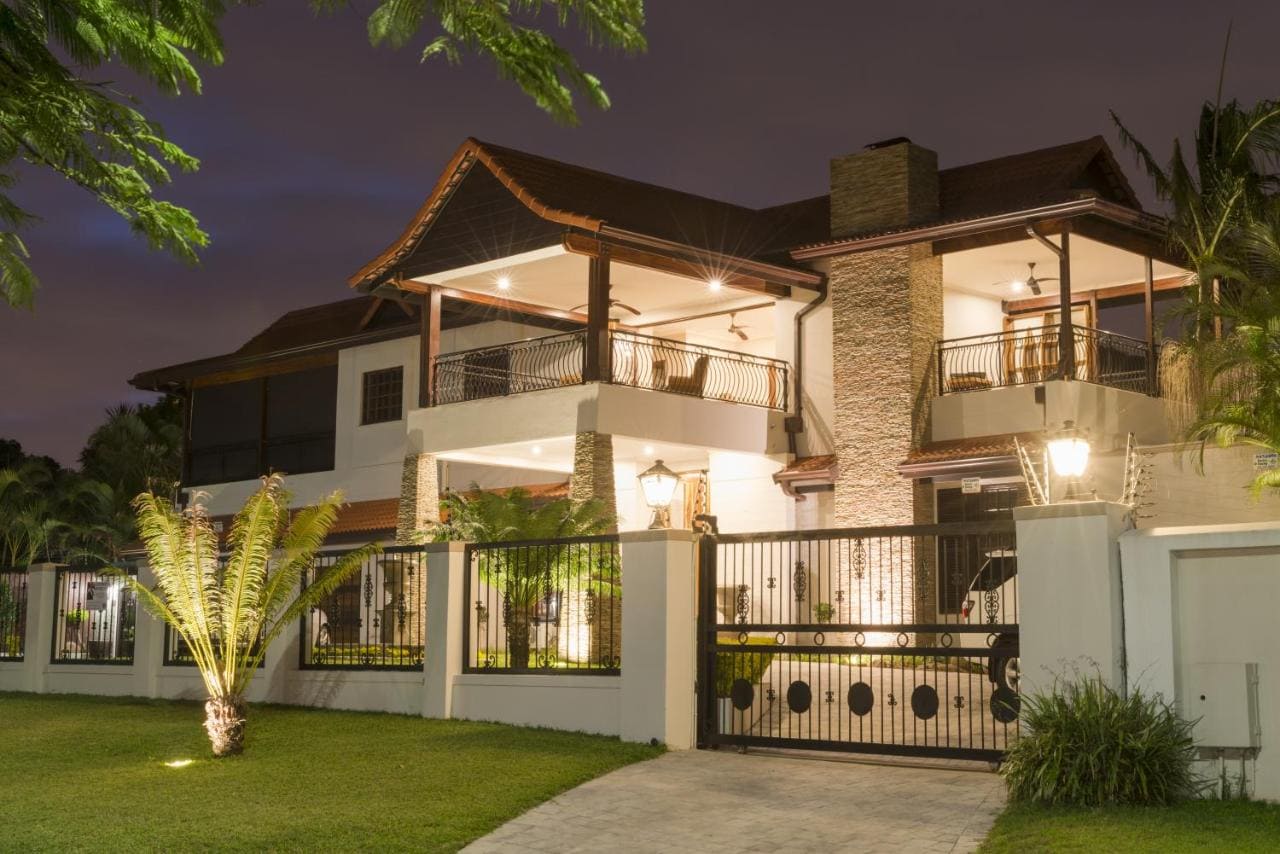 Outside Five Burnham Luxury Guest House at night time