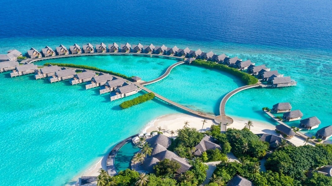 Bird view of Miladhoo Maldives island.