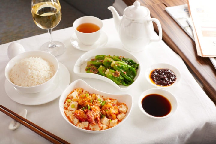 Fine dining in First Class - Cathay Pacific