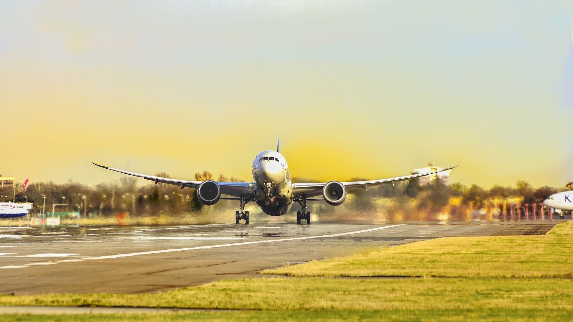 a plane on an airway about to take off